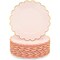 50 Pack Pink and Gold Plastic Plates, 9 Inch Scalloped Plates with Gold Rim for Birthday Party, Baby Shower